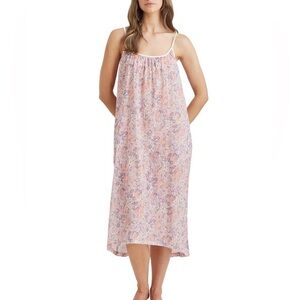 Papinelle Adeline Floral Pink Nightgown with Pockets Size Large